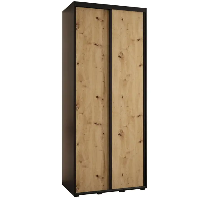 Skriňa s posuvnými dverami Canaris 1 100 cm – čierna/artisan/čierna, dvojdverová