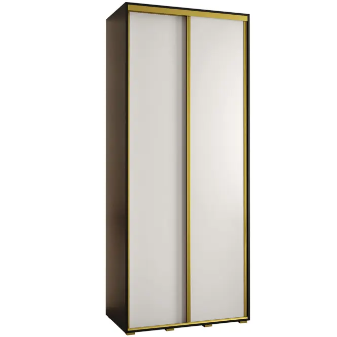 Skriňa s posuvnými dverami Canaris 1 100 cm – čierna/biela/gold, dvojdverová