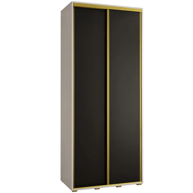 Skriňa s posuvnými dverami Canaris 1 110 cm – biela/čierna/gold, dvojdverová