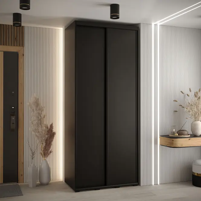 Skriňa s posuvnými dverami Canaris 1 110 cm – čierna/čierna, dvojdverová,5