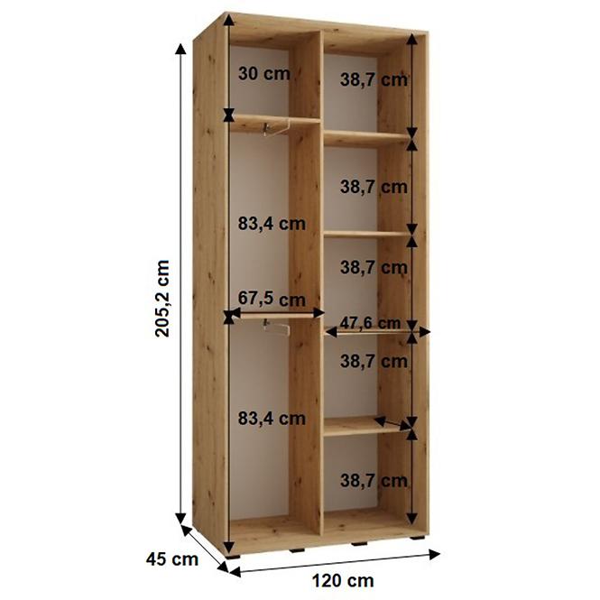 Skriňa 45 Canaris 1 120 artisan/biela/čierna