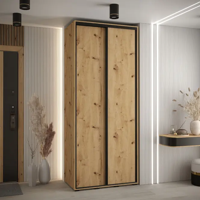 Skriňa s posuvnými dverami Canaris 1 110 cm – artisan/čierna, dvojdverová,5