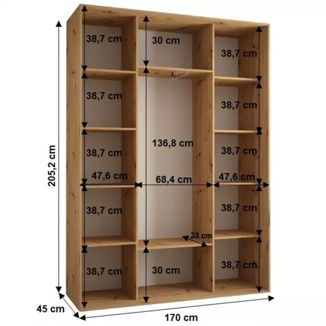 Skriňa 45 Canaris 12 170 biela/artisan/čierna,2