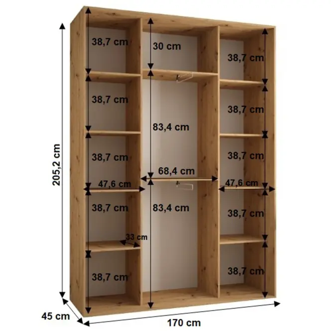 Skriňa 45 Canaris 13 170 artisan/čierna/silver,2