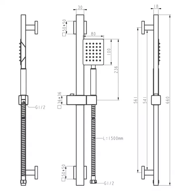 Sprchový set Remi X 1-F inox,2