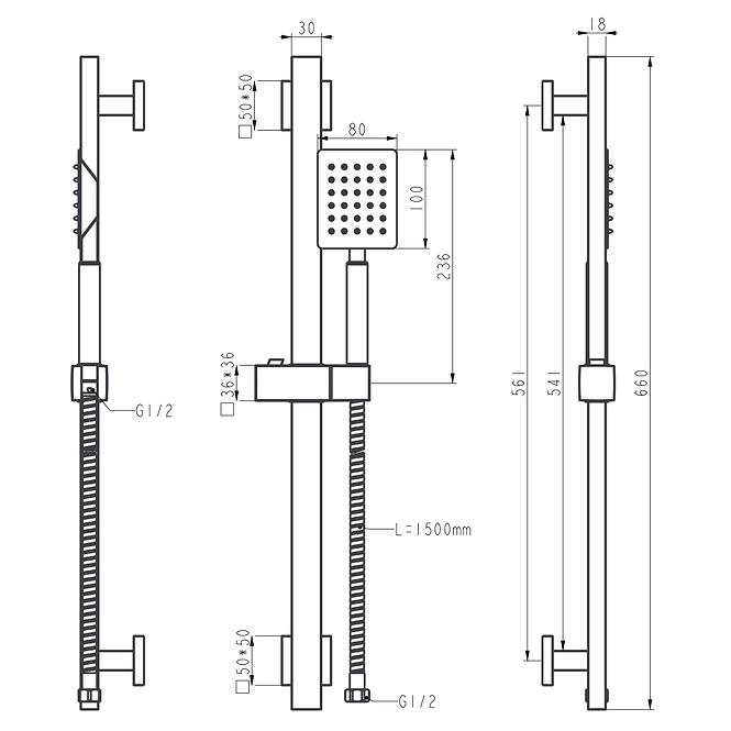 Sprchový set Remi X 1-F inox,2