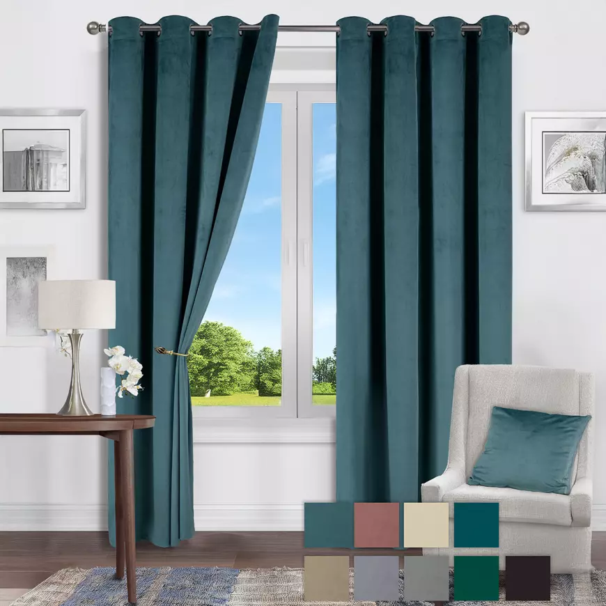 Záves na krúžkoch Velvet Karla 61 135x250 modrý