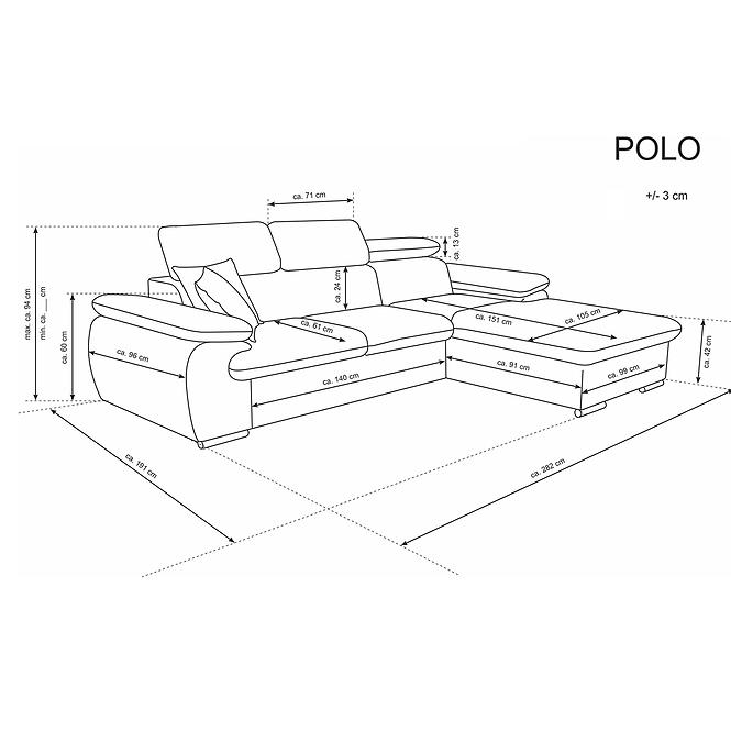 Rohová sedačka s funkciou spania Polo – konfigurátor