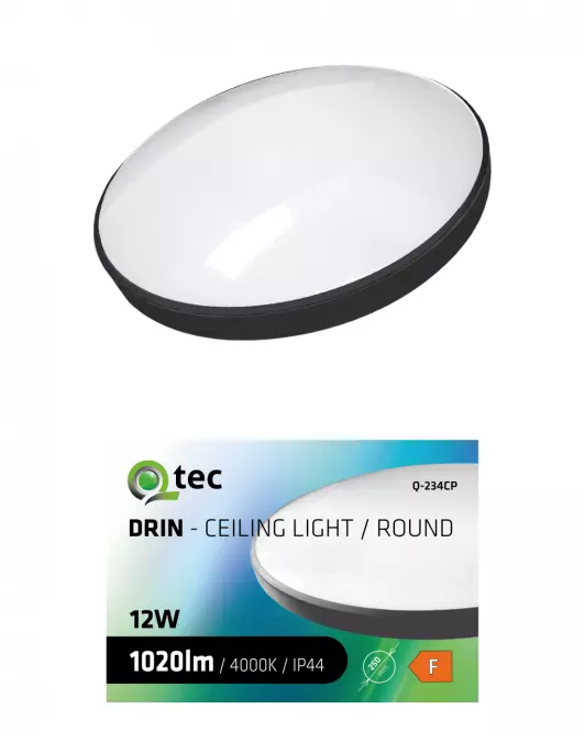 Stropná lampa QTEC 12W 4000K čierna