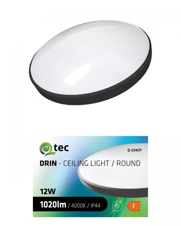 Stropná lampa QTEC 12W 4000K čierna