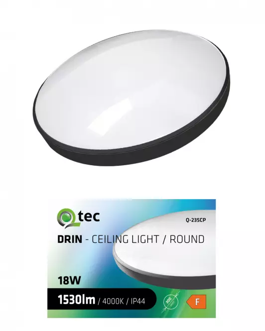 Stropná lampa QTEC 18W 4000K čierna