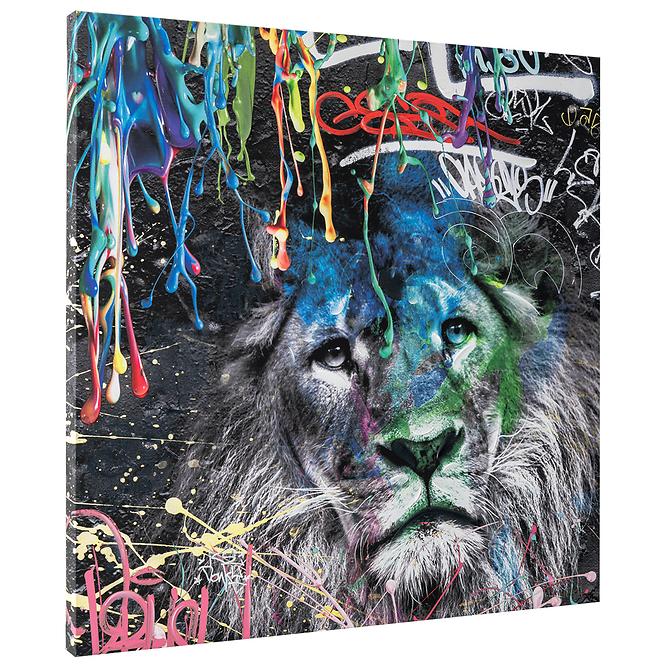 Obraz na plátne 80x80 Abstraktný lev – graffiti,2