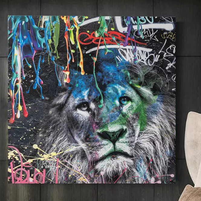 Obraz na plátne 80x80 Abstraktný lev – graffiti,4