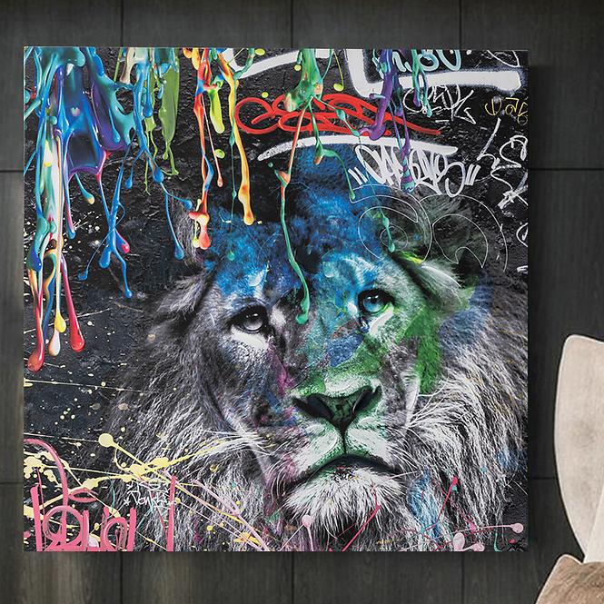 Obraz na plátne 80x80 Abstraktný lev – graffiti,4