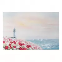 Obraz na plátne 80x120 cm Lucerna medzi kvetmi na pobreží