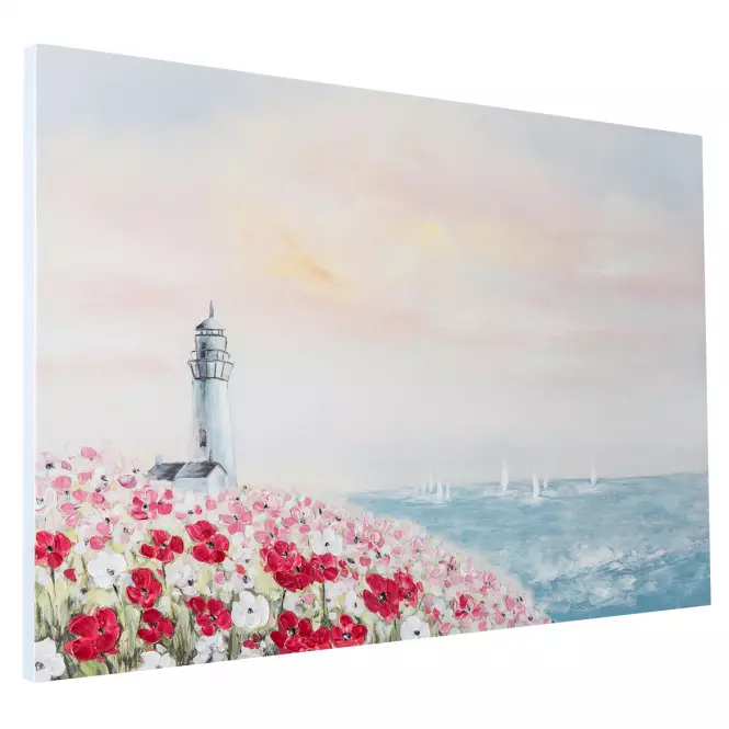 Obraz na plátne 80x120 cm Lucerna medzi kvetmi na pobreží,2
