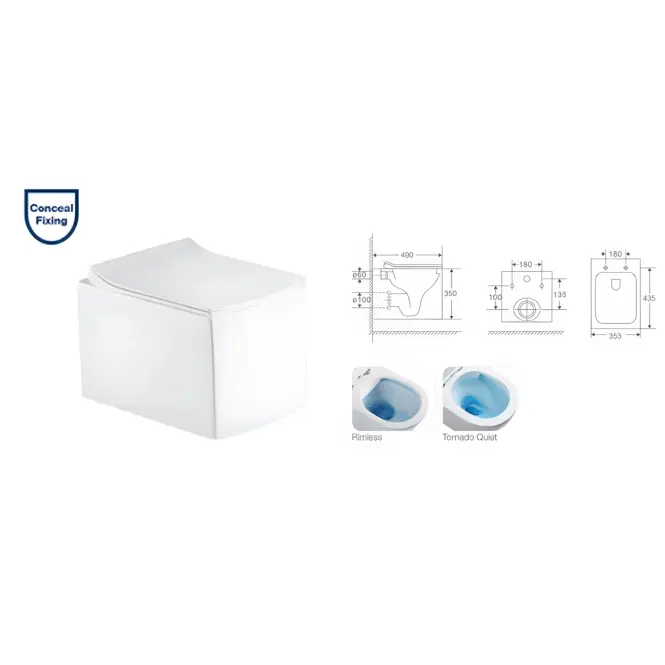 Závesná misa SOLU rimless  s voľne padajúcou doskou