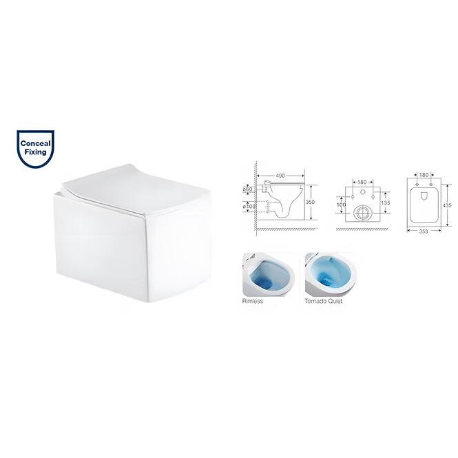 Závesná misa SOLU rimless  s voľne padajúcou doskou