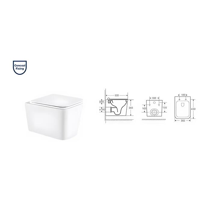 Závesná misa BLADE s doskou voľne padajúca,2