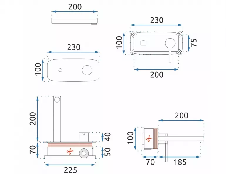 Podomietková umývadlová batéria Rea Oval zlatá + box