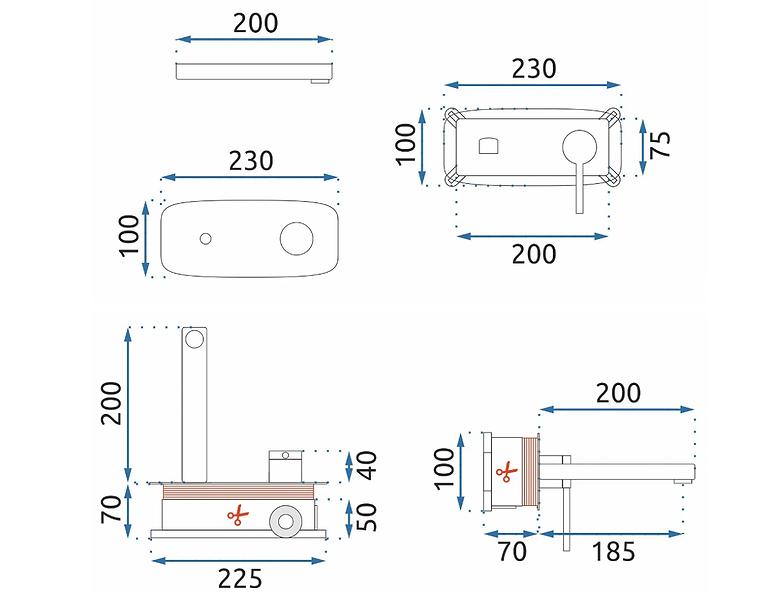 Podomietková umývadlová batéria Rea Oval zlatá + box,2