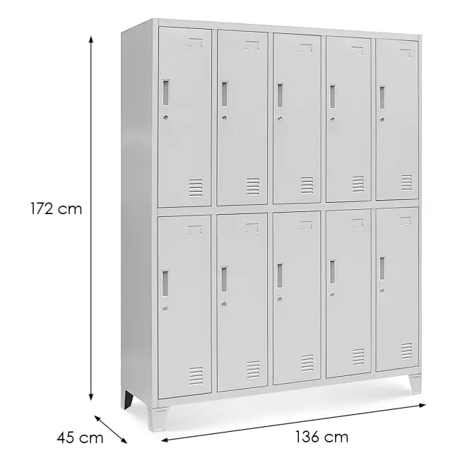 Súprava kovových skriniek BHP Bartek 136cm – sivý