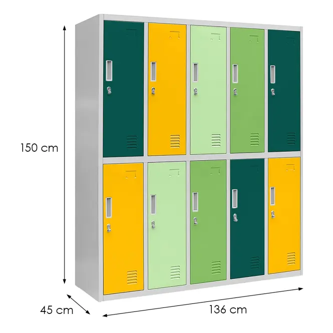 Súprava kovových skriniek BHP Bartuś 136cm -  sivý/multikolor,2