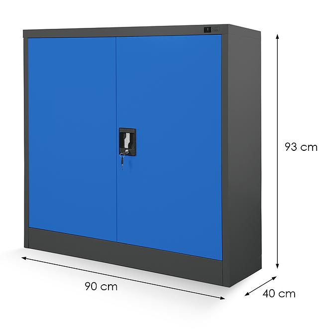 Kancelárska skriňa Beata kovová antracit/modrá