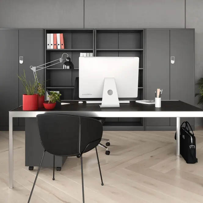 Kovová skriňa Daniel 90 cm – antracit, dvojdverová,9