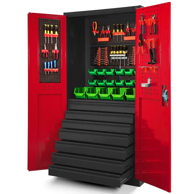 Skriňa Darek 92 cm – antracit/červená, dvojdverová,6