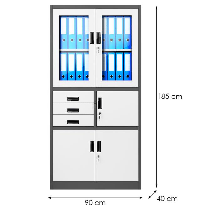 Kancelárska skriňa Filip kovová antracit/biela