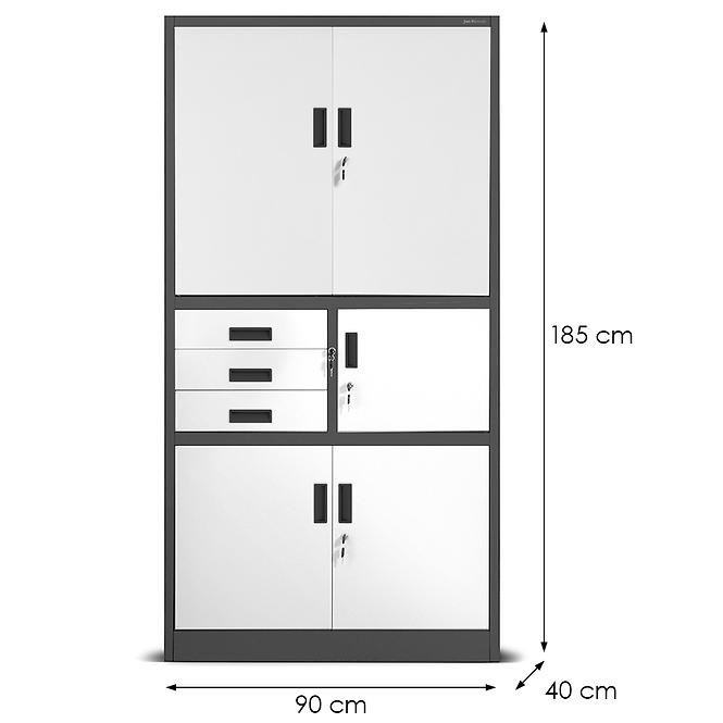 Kancelárska skriňa Filip II kovová antracit/biela