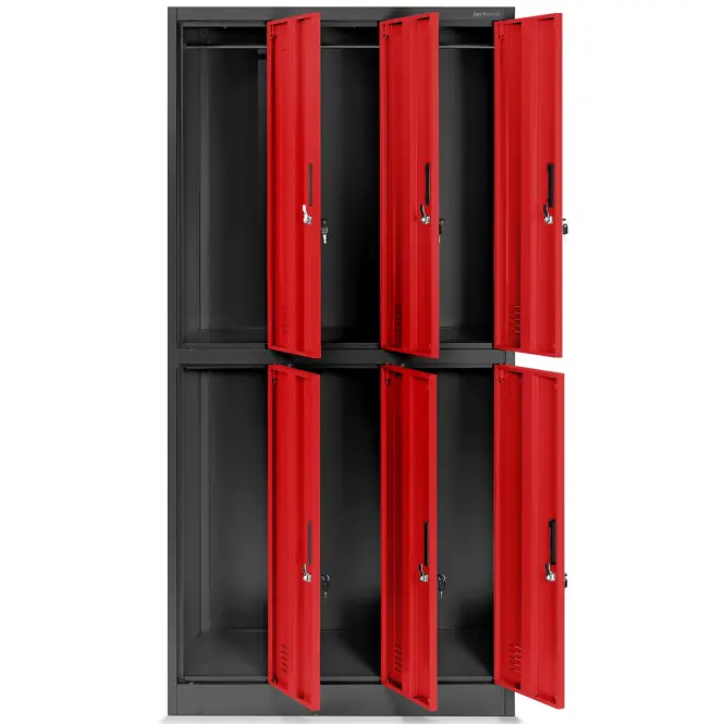 Skriňa Igor 90 cm – antracit/červená, šesťdverová,3