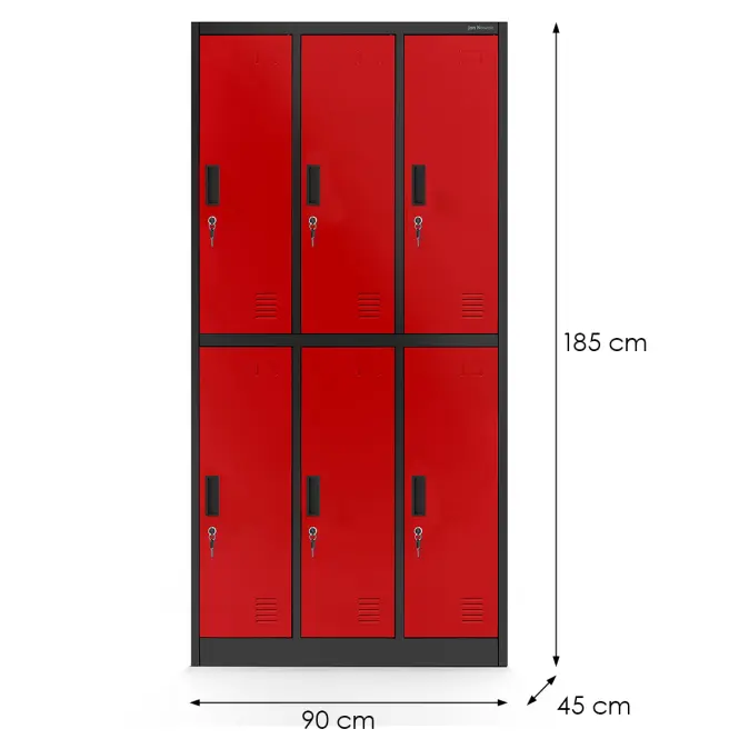 Skriňa Igor 90 cm – antracit/červená, šesťdverová