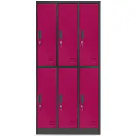 Skriňa Igor 90 cm – fuksia/antracit, šesťdverová