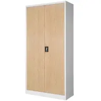 Kovová skriňa Jan 90 cm – biela/sonoma, dvojdverová