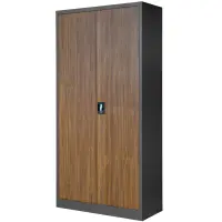 Kovová skriňa Jan 90 cm – antracit/orech, dvojdverová