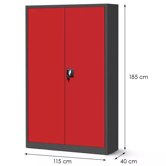 Skriňa Jan 2 kovová antracit/červená