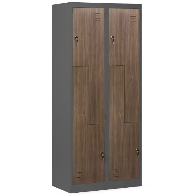 Kovová skriňa Julia 90 cm – antracit/orech, štvordverová
