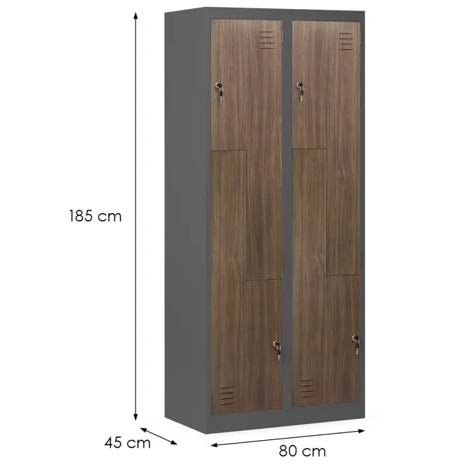 Kovová skriňa Julia 90 cm – antracit/orech, štvordverová