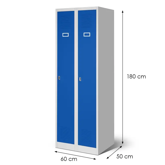 Kovová skriňa Kacper 2 60 cm – sivý/modrá, dvojdverová,2