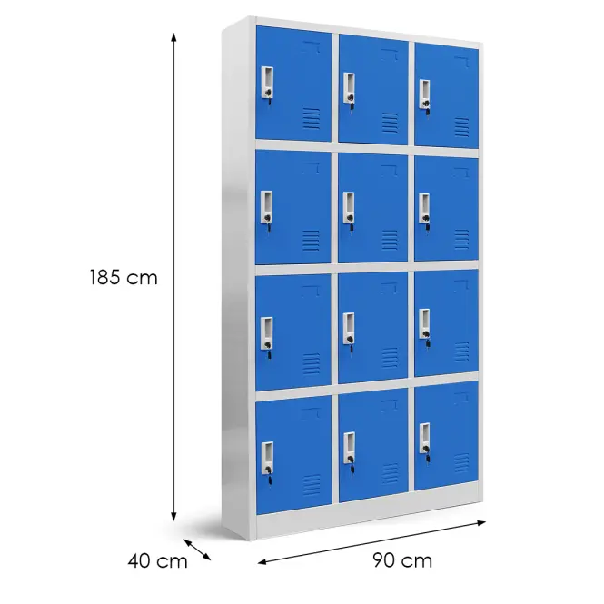 Súprava kovových skriniek Marcin 90cm – sivá/modrá,2