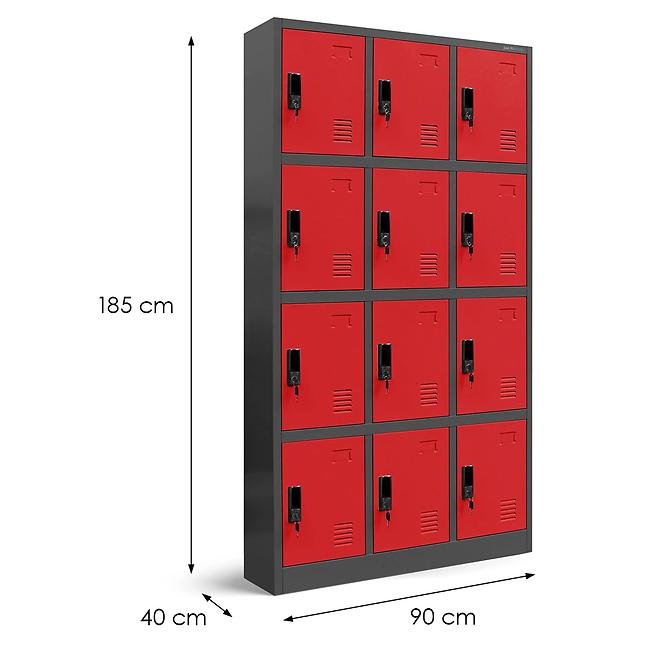 Skriňa Marcin kovová antracit/červená