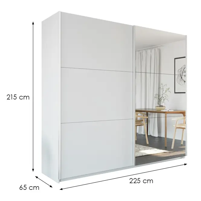 Skriňa Vigo 225 biela / zrkadlo,2