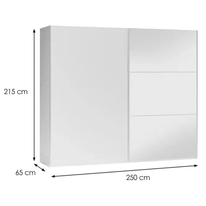 Skriňa Vigo 250 biela  / zrkadlo,2