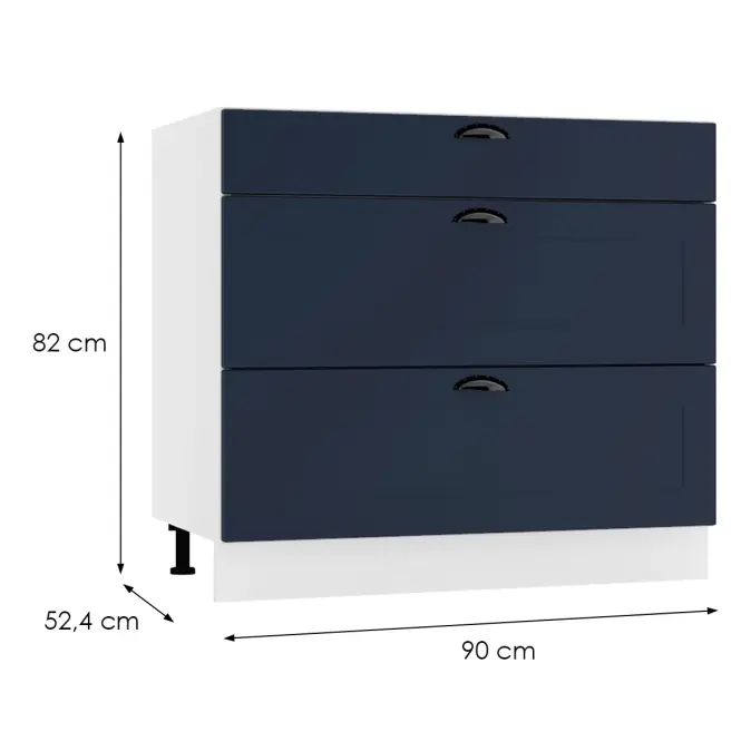 Kuchynská skrinka Adele D90PC S/3 granát mat/biela,2