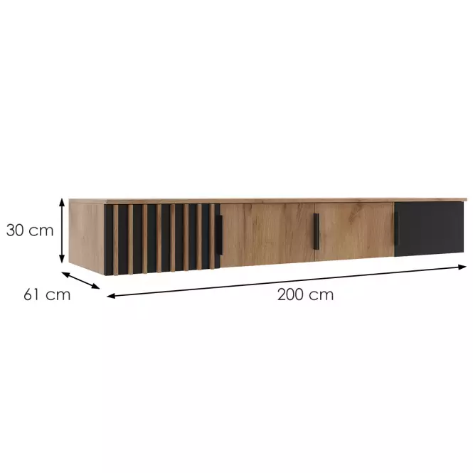 Nadstavec na skriňu Sorento 200 craft/čierna+lamel craft zlatá