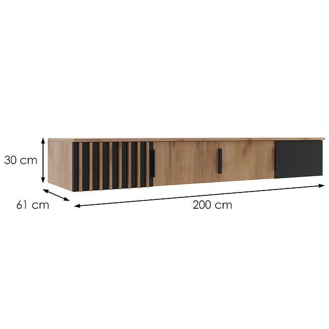 Nadstavec na skriňu Sorento 200 craft/čierna+lamel craft zlatá,2