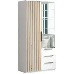 Skriňa Sorento 100 cm so zrkadlom – biela/craft zlatý, lamely, dvojdverová, zásuvky
