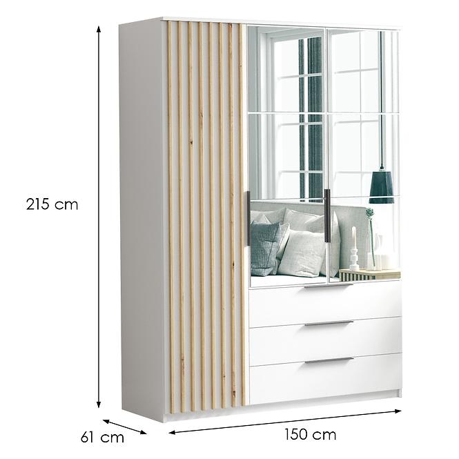 Skriňa Sorento 150 biela+lamel craft zlatá,2